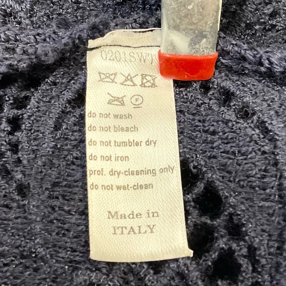 Carolina Herrera Belted Lace Cardigan Navy Blue Women's Sz M - Picture 6 of 7